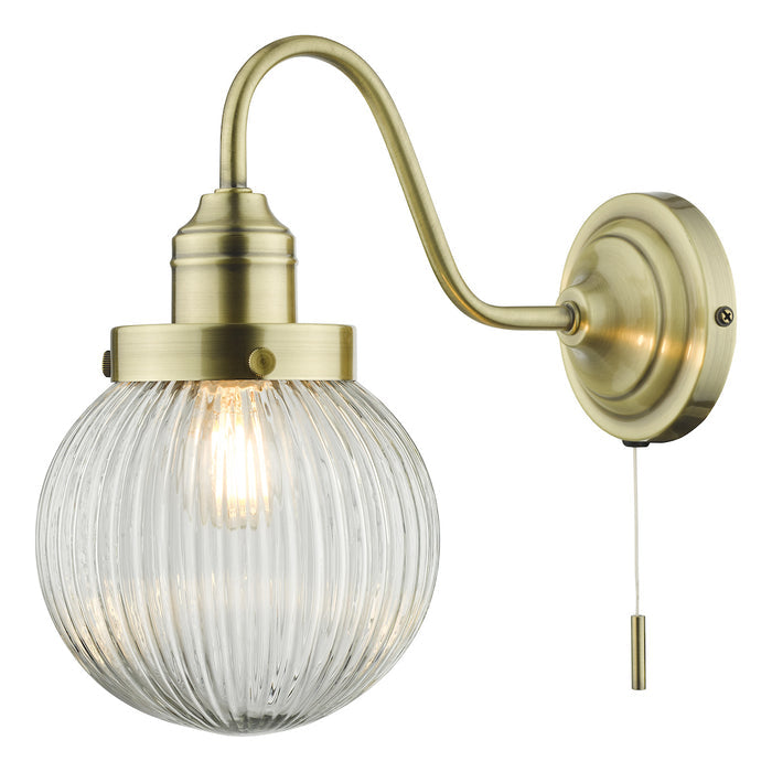 Tamara Wall Light Antique Brass Ribbed Glass<br>Antique Brass