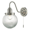 Tamara Wall Light Satin Nickel Ribbed Glass<br>Satin Nickel