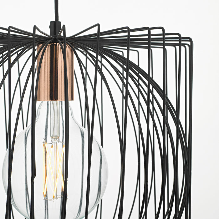 Taplow Pendant Black & Copper<br>Matt Black