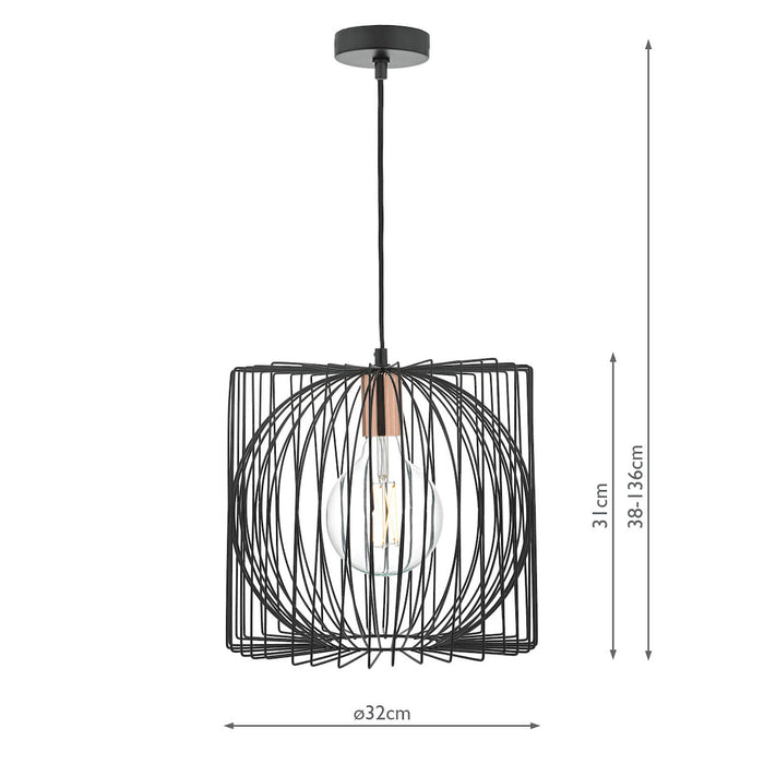 Taplow Pendant Black & Copper<br>Matt Black
