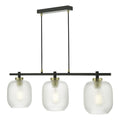 Tehya 3 Light Bar Pendant Matt Black Textured Glass<br>Matt Black