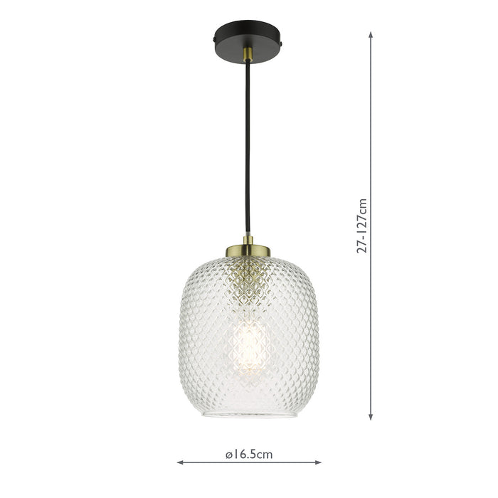 Tehya Pendant Matt Black Textured Glass<br>Matt Black