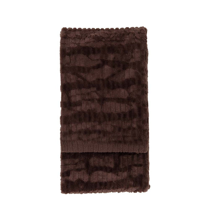 Textured Rabbit Faux Fur Throw Brown