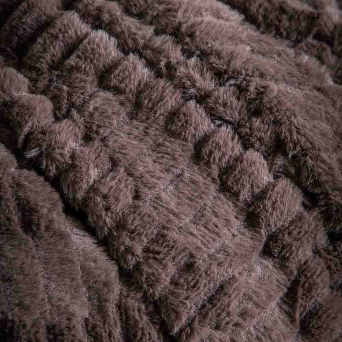 Textured Rabbit Faux Fur Throw Brown