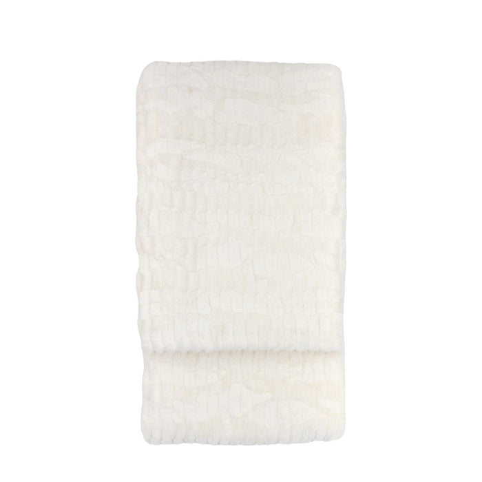 Textured Rabbit Faux Fur Throw Cream