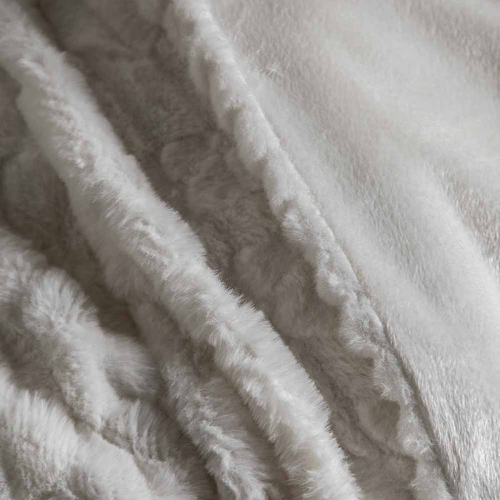 Textured Rabbit Faux Fur Throw Cream