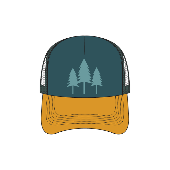 Three Tree Foam Trucker - Teal/Yellow