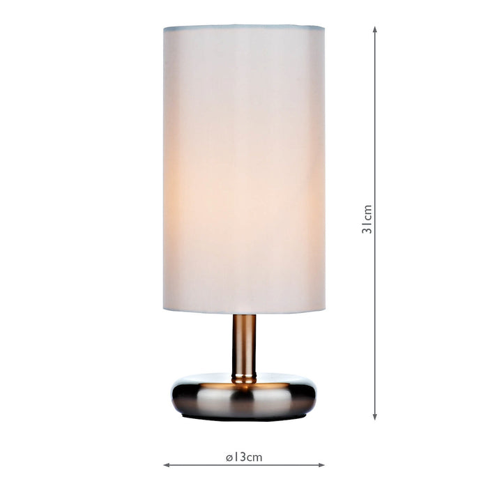 Tico Touch Table Lamp Satin Chrome With Shade <br>Satin Chrome