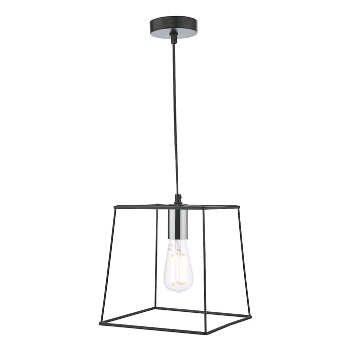 Tower 1 Light Single Pendant Matt Black Polished Chrome<br>Matt Black