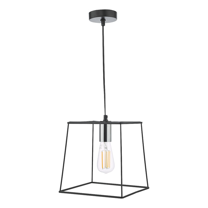 Tower 1 Light Single Pendant Matt Black Polished Chrome<br>Matt Black