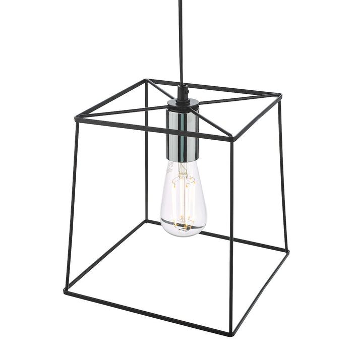 Tower 1 Light Single Pendant Matt Black Polished Chrome<br>Matt Black
