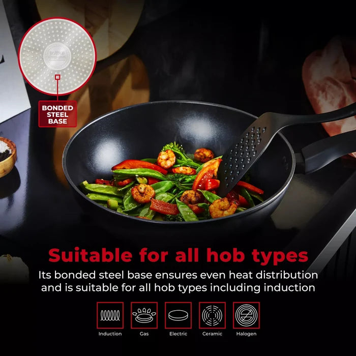 Tower T700317 SmartStart Gourmet 26cm Aluminium Grill Pan   Induction Compatible -  Oven Safe -  Black