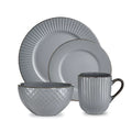 Tower T867002GRY 16 Piece Embossed Stoneware Dinner Set Grey