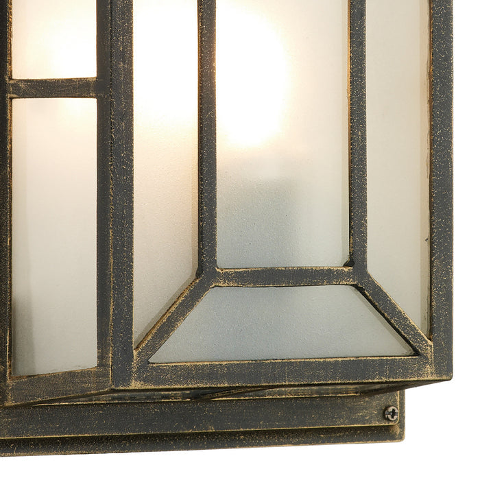 Trent Outdoor Wall Light Black/Gold Frosted Glass IP44<br>Matt Black Gold