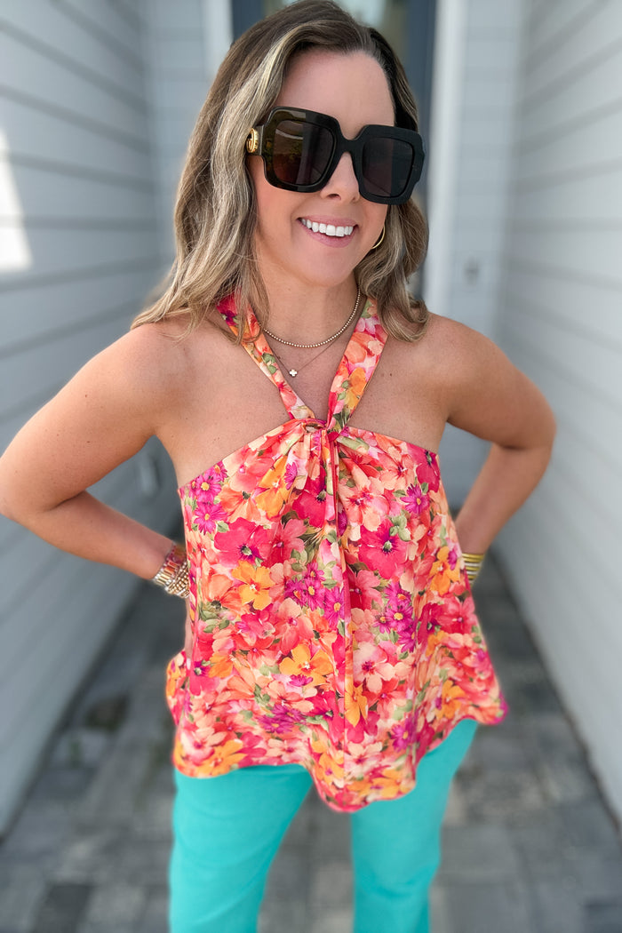 Tropic Halter Tank - Coral - B Social Boutique