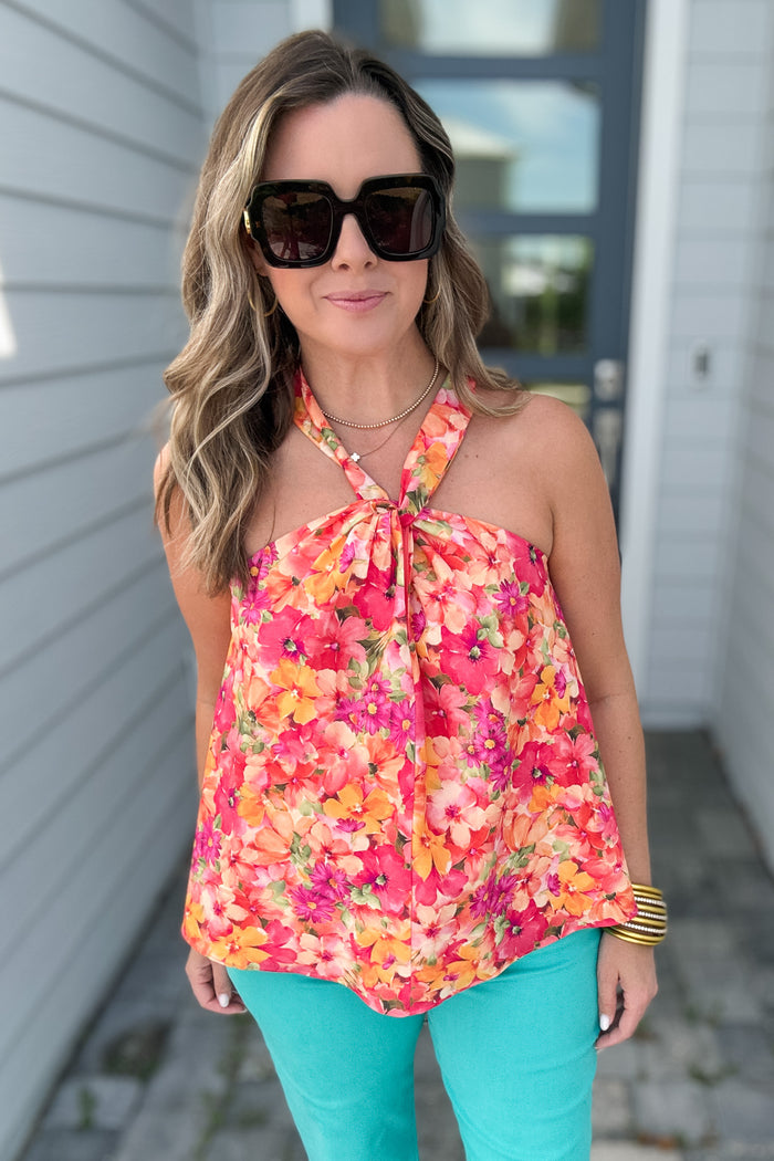 Tropic Halter Tank - Coral - B Social Boutique