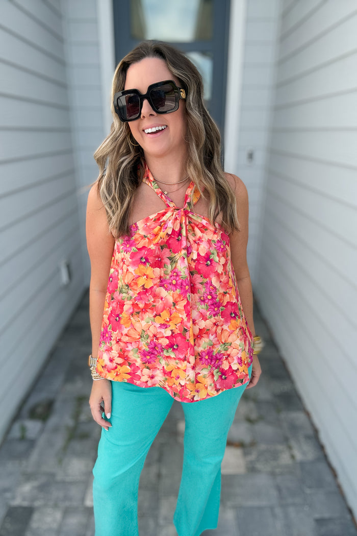 Tropic Halter Tank - Coral - B Social Boutique