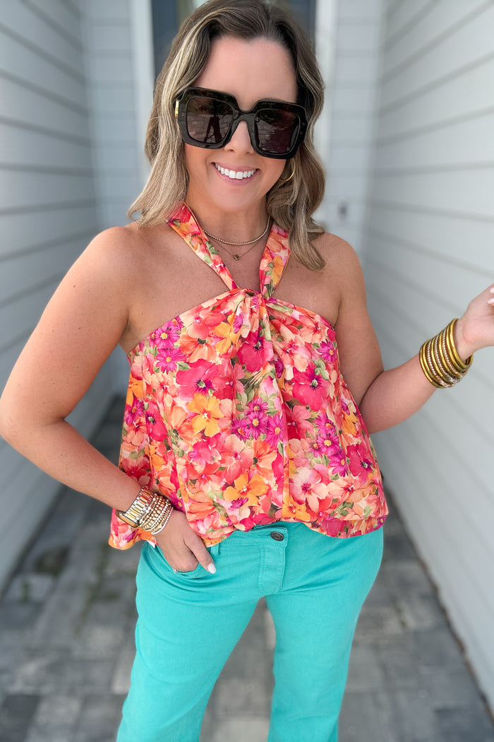 Tropic Halter Tank - Coral - B Social Boutique