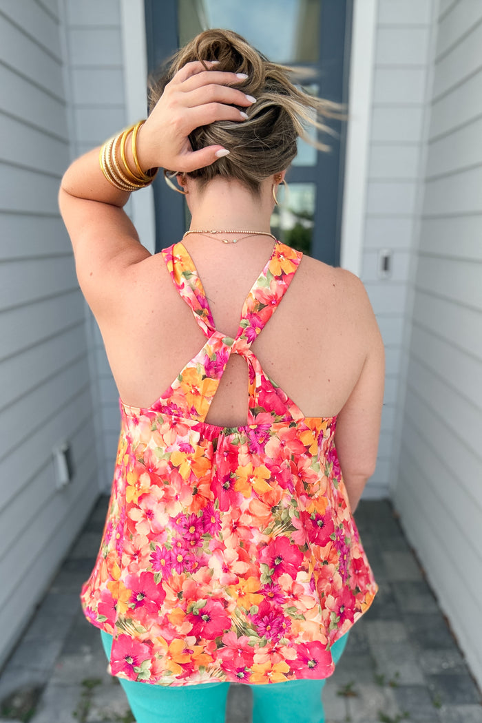 Tropic Halter Tank - Coral - B Social Boutique