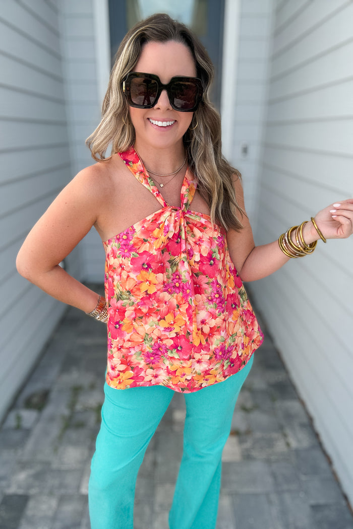 Tropic Halter Tank - Coral - B Social Boutique