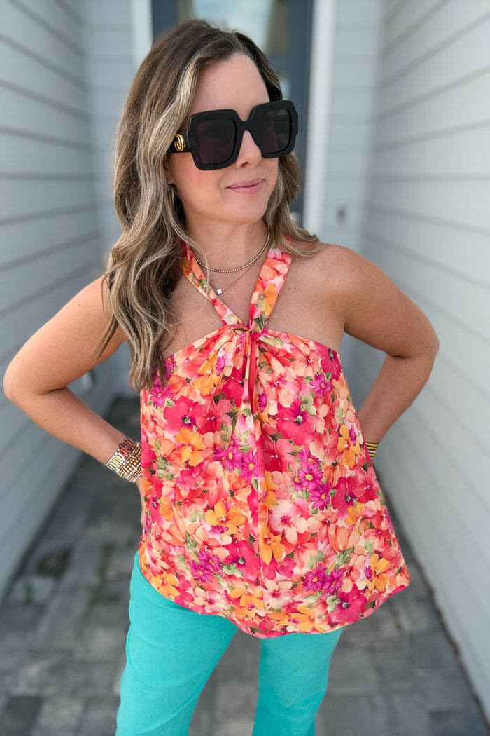 Tropic Halter Tank - Coral - B Social Boutique
