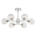 Tyka 6 Light Semi Flush Polished Chrome & Glass<br>Polished Chrome