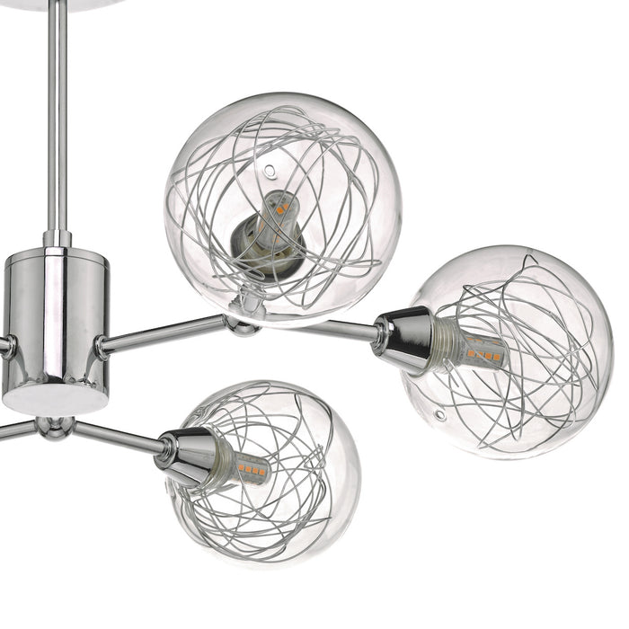 Tyka 6 Light Semi Flush Polished Chrome & Glass<br>Polished Chrome