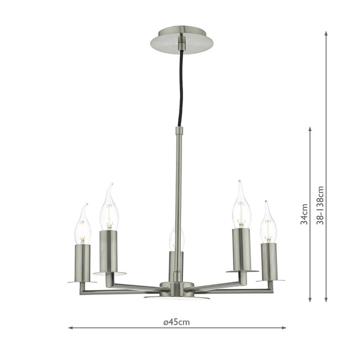 Tyler 5lt Pendant Satin Nickel Fitting Only<br>Satin Nickel