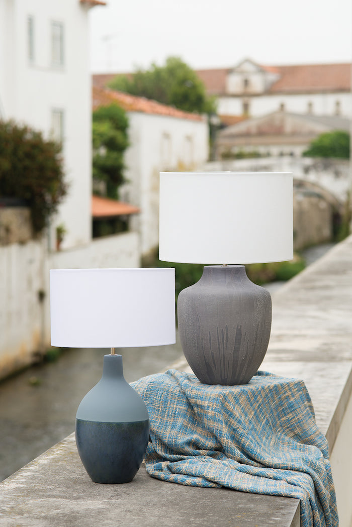 Udine Table Lamp Textured Grey Base Only<br>Grey Ceramic