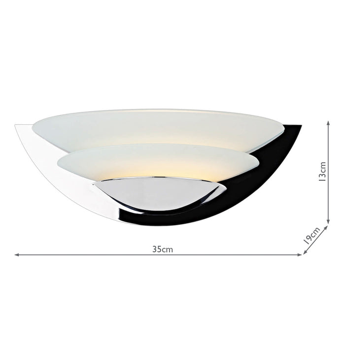 Una Glass 2 Disc Wall Bracket Chrome<br>Opal Glass