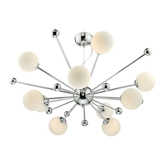 Ursa 10 Light Pendant Polished Chrome Opal Glass<br>Polished Chrome