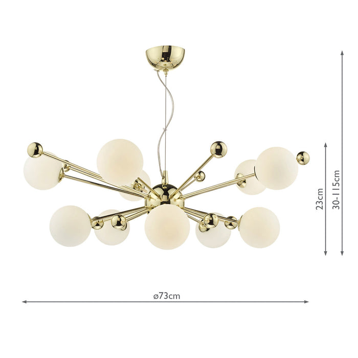 Ursa 10 Light Pendant Polished Gold Opal Glass<br>Polished Gold
