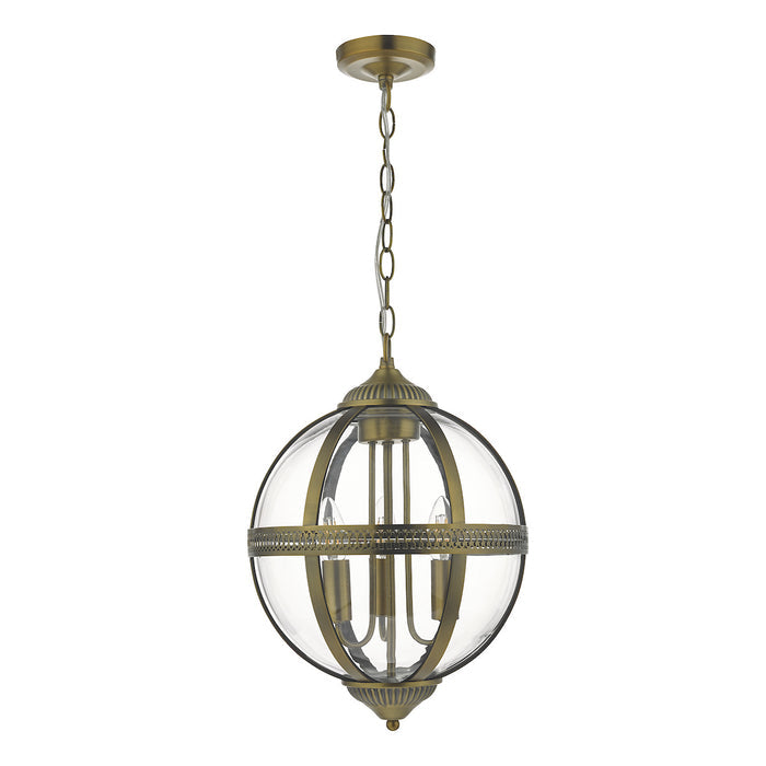 Vanessa 3 Light Pendant Antique Brass And Clear<br>Antique Brass