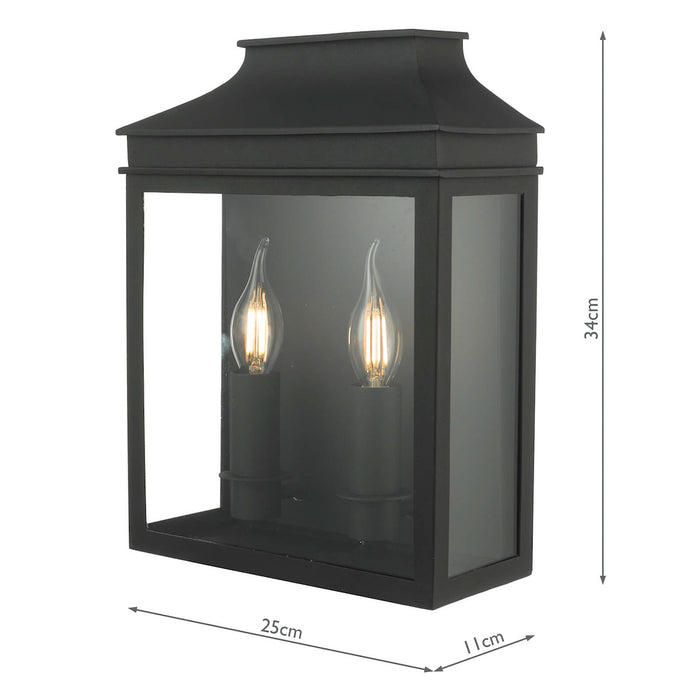 Vapour 2 Light Coach Lantern Outdoor Wall Light Matt Black IP44<br>Matt Black