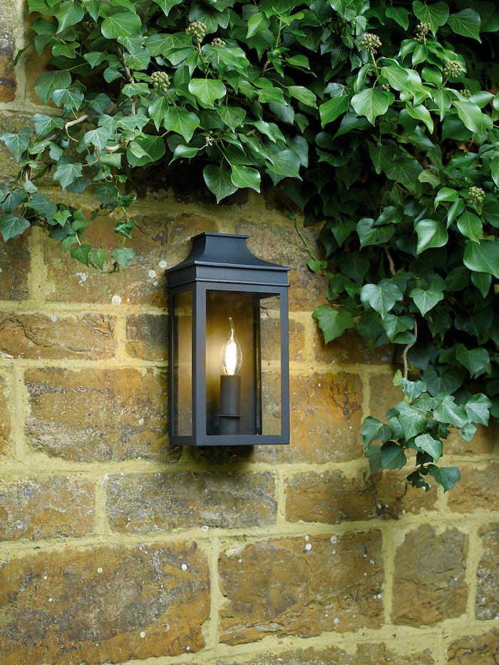 Vapour Coach Lantern Outdoor Wall Light Matt Black IP44<br>Matt Black