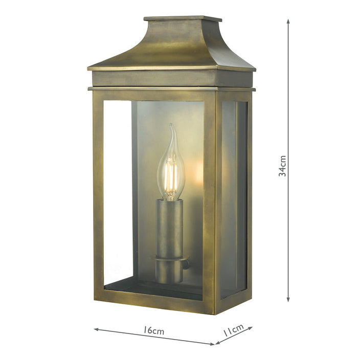 Vapour Coach Lantern Outdoor Wall Light Weathered Brass IP44<br>Weathered Brass
