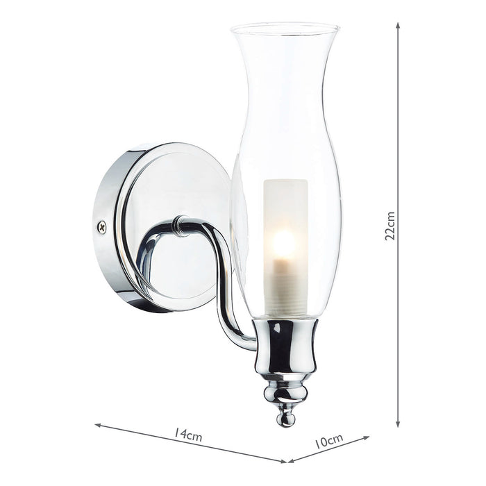 Vestry Bathroom Wall Light Polished Chrome Glass IP44<br>Polished Chrome