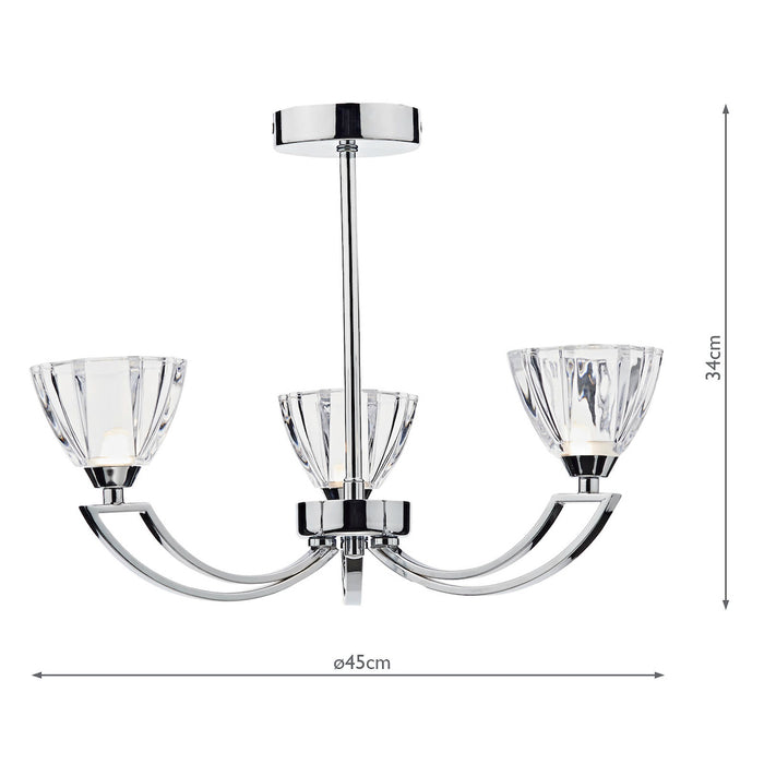 Vito 3 Light Semi Flush Polished Chrome<br>Polished Chrome