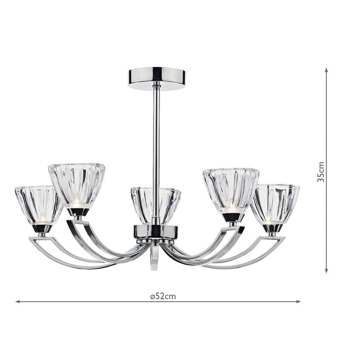 Vito 5 Light Semi Flush Polished Chrome<br>Polished Chrome