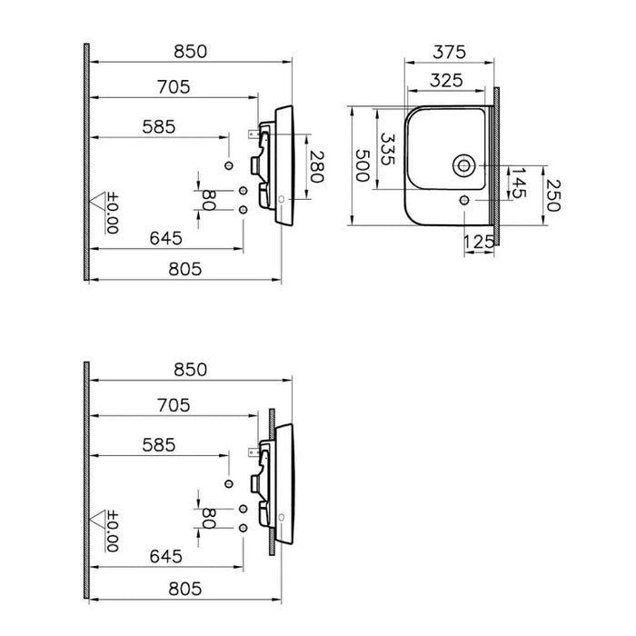 VitrA Sento 500x375mm 1 T/H Compact Basin 5945B003-0029