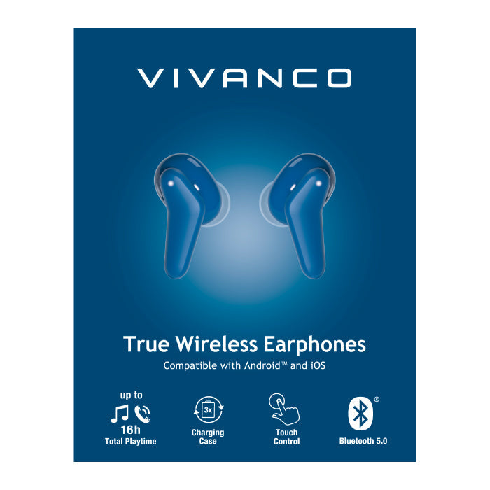 Vivanco Wireless Stereo Earbuds - Blue