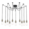Waco 10 Light Pendant Antique Brass Matt Black<br>Antique Brass