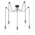 Waco 5 Light Pendant Antique Brass Matt Black<br>Antique Brass