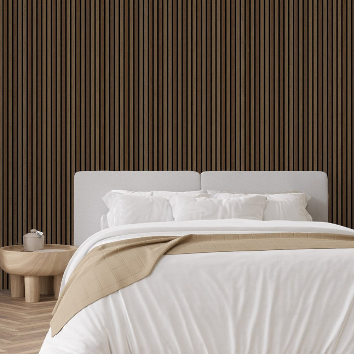Walnut Premium Decorative Acoustic Slat Wall Panel - 2400mm x 600mm