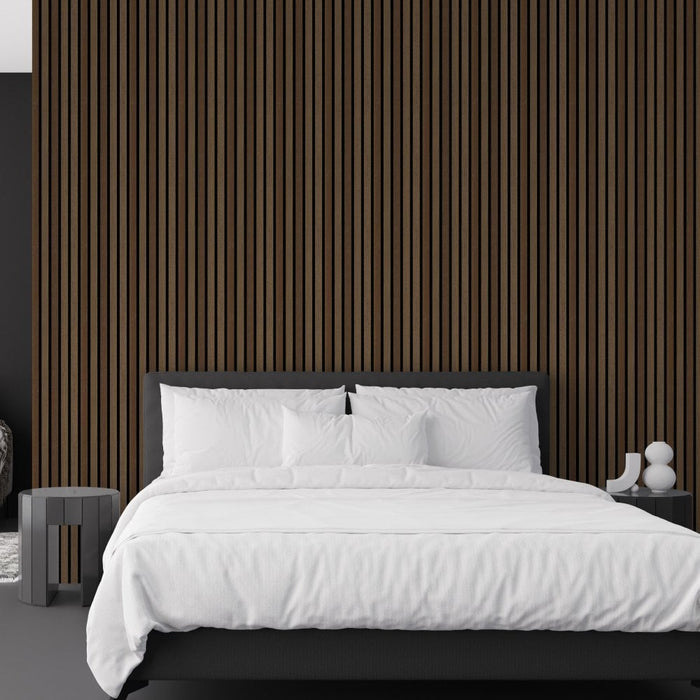 Walnut Premium Decorative Acoustic Slat Wall Panel - 2400mm x 600mm