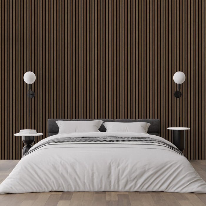 Walnut Premium Decorative Acoustic Slat Wall Panel - 2400mm x 600mm