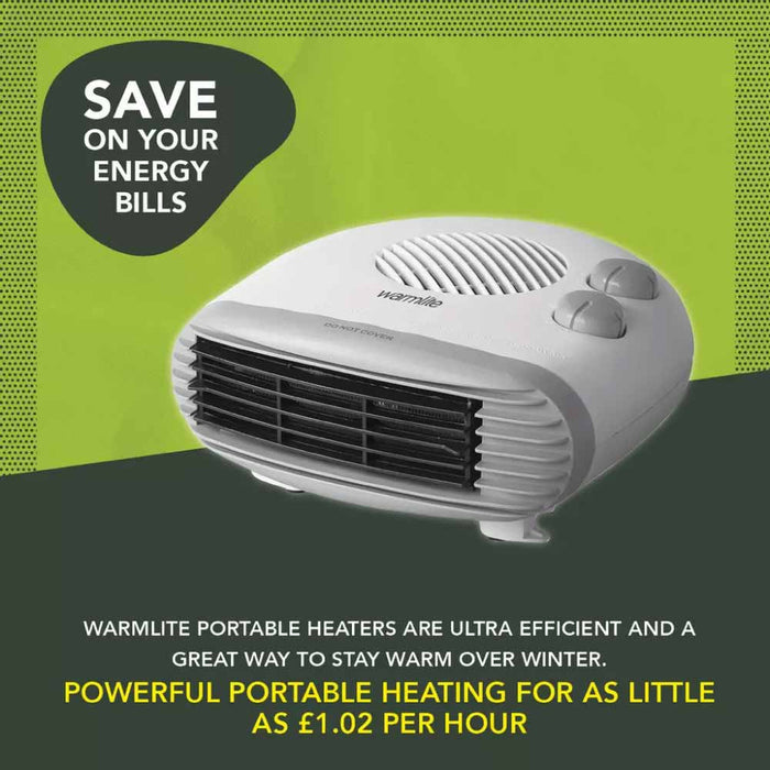 Warmlite WL44004 2kW Portable Flat Fan Heater - White