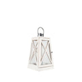 Washed Wood Lantern White with Clear Glass