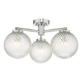 Wayne Bathroom 3 Light Semi Flush Polished Chrome Glass IP44<br>Polished Chrome