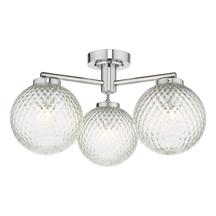 Wayne Bathroom 3 Light Semi Flush Polished Chrome Glass IP44<br>Polished Chrome